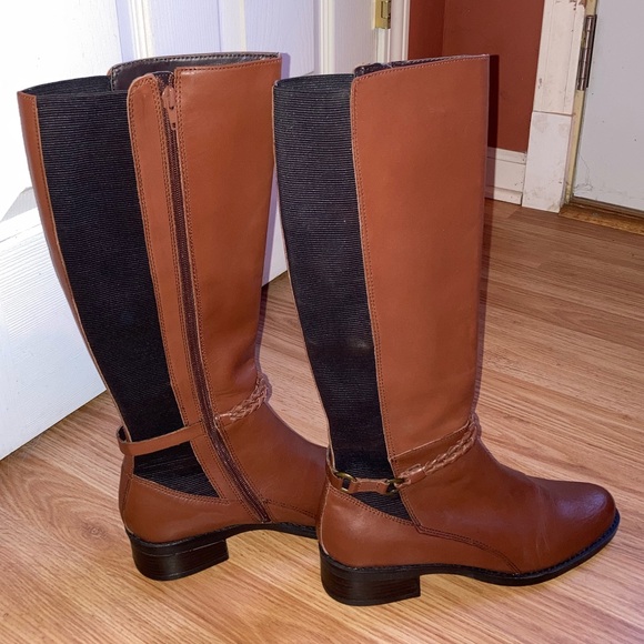 NWB Leather Brown Calf High Heeled Barreta Boots By Markon sz 8 1/2 - Picture 3 of 9